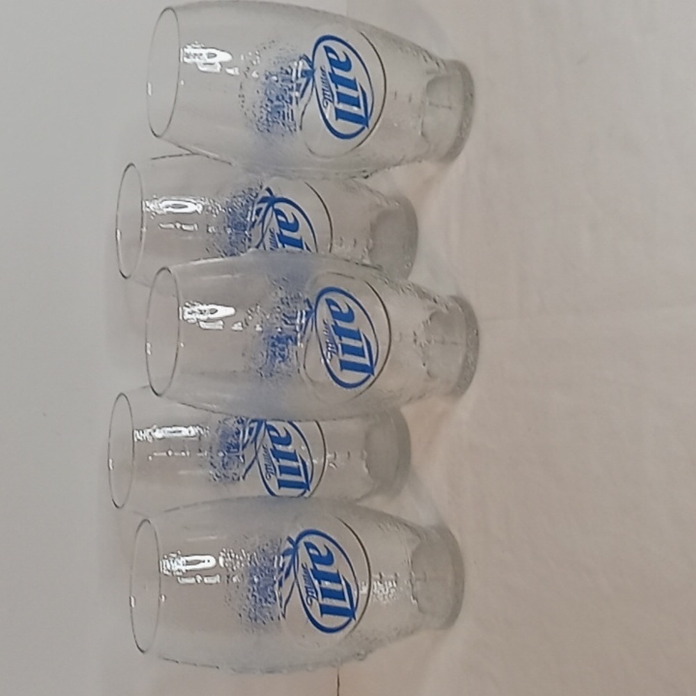 Miller Lite Football Shaped NFL Limited Edition Beer Glasses Set Of 5